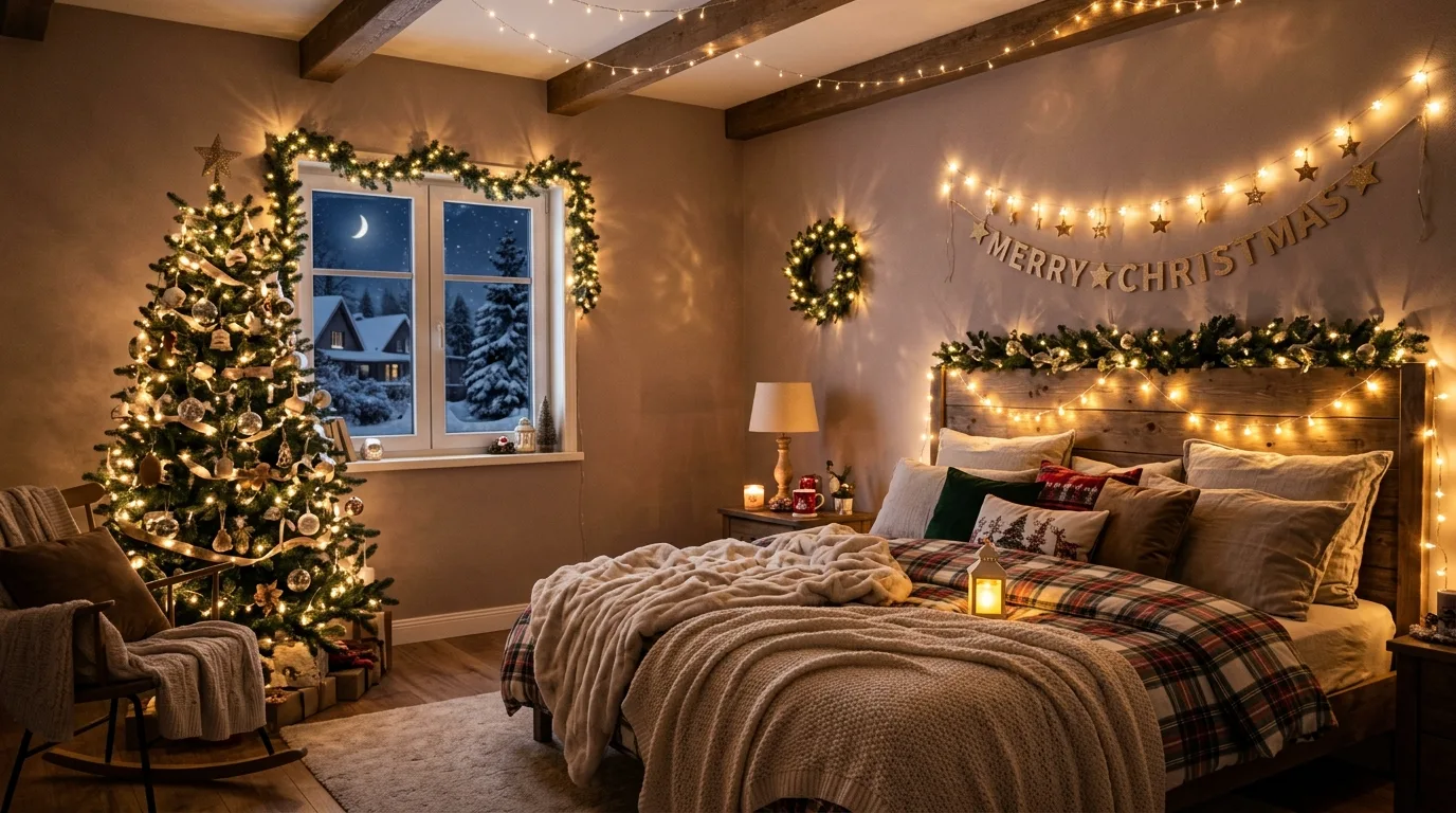 Finish with a bedroom that feels festive and restful inspiration for a Christmas bedroom.